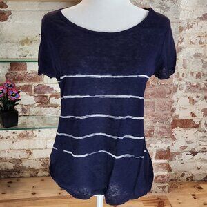 Eileen Fisher | Striped Linen Knit Short Sleeve Top